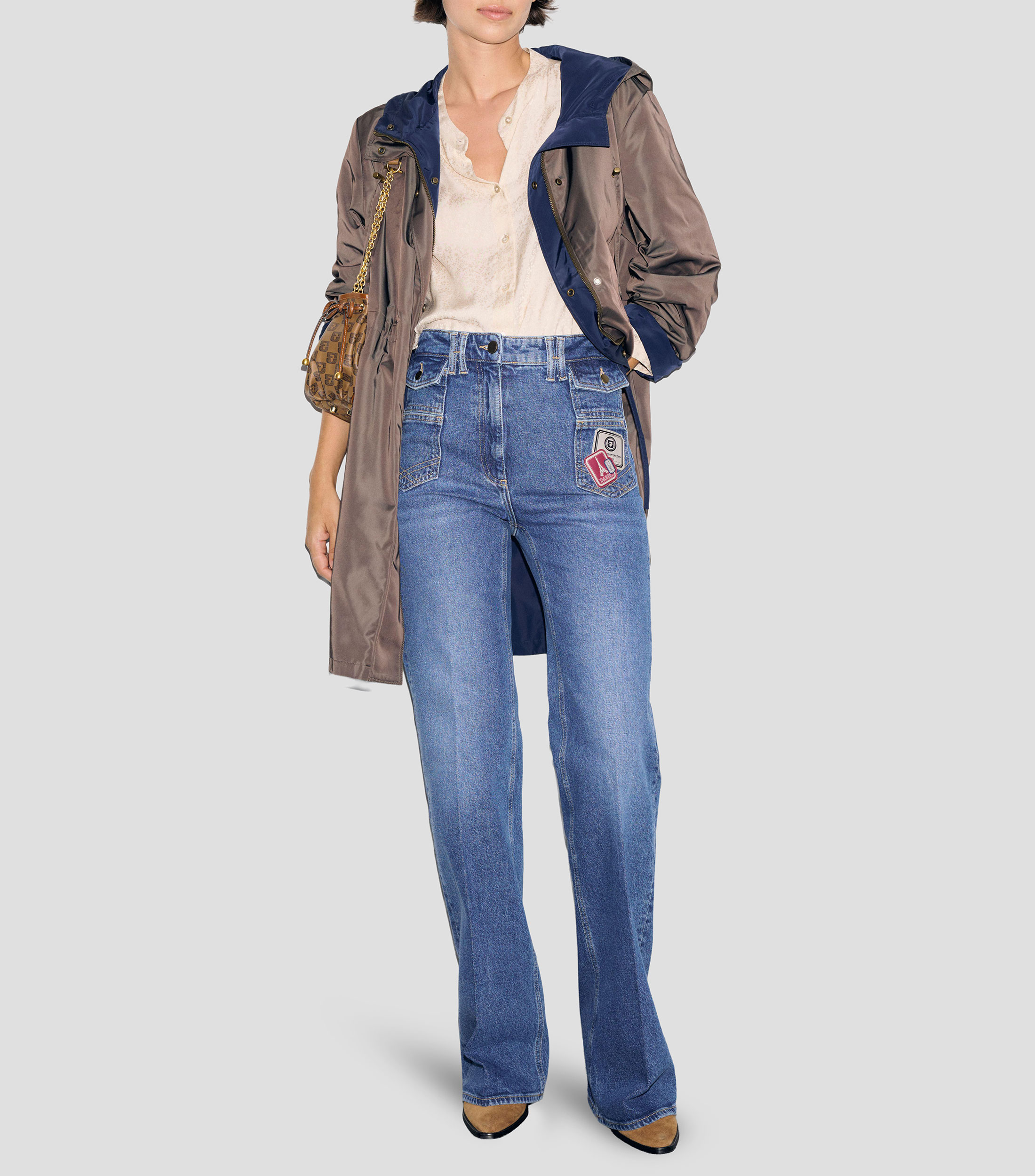 Gabardina midi reversible con cierre Mujer